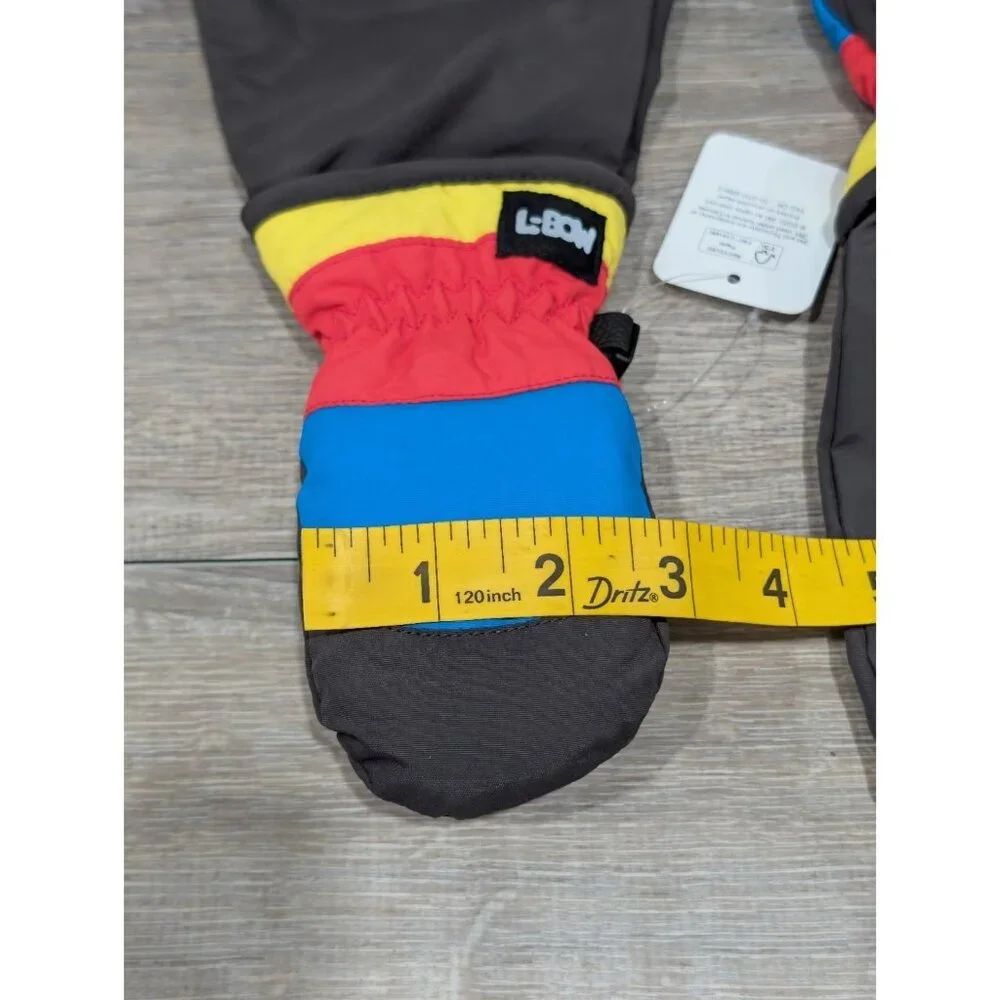 L-Bow Kids Waterproof Extra-Long Thinsulate Mittens Size Small Blue Red Yellow
